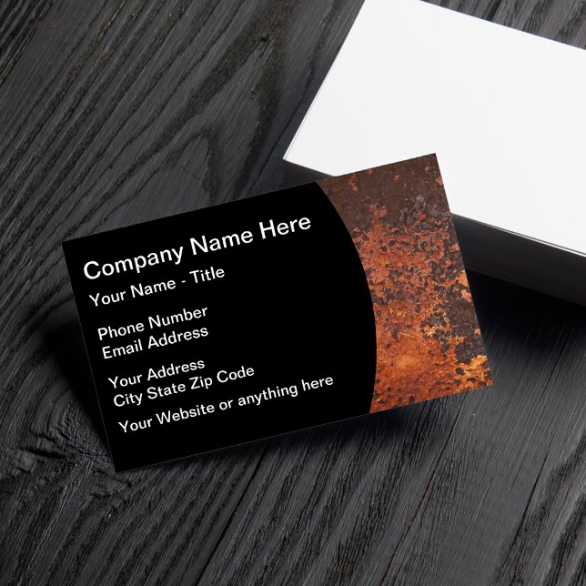 Industrial Rust Look Design Business Card (Rusted Industrial Construction Business Cards by CustomBusinessTemplates)