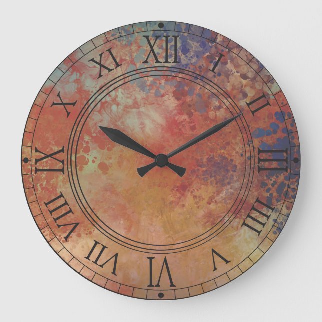 Industrial  Rustic Metallic Inspired Art Large Clock (Front)