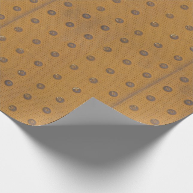 Industrial Rusty Metal Faux Gold Dot Wrapping Paper (Corner)