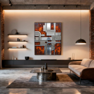 Industrial Rusty Metal Steampunk Geometric Canvas Print