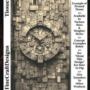 Industrial Sepia Steampunk Clock CZ1S Decoupage Tissue Paper