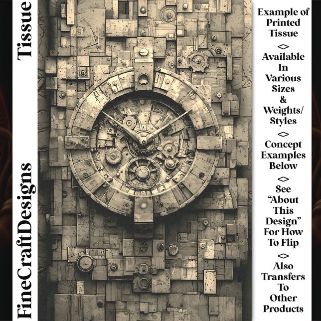 Industrial Sepia Steampunk Clock CZ1S Decoupage Tissue Paper (Creator Uploaded)