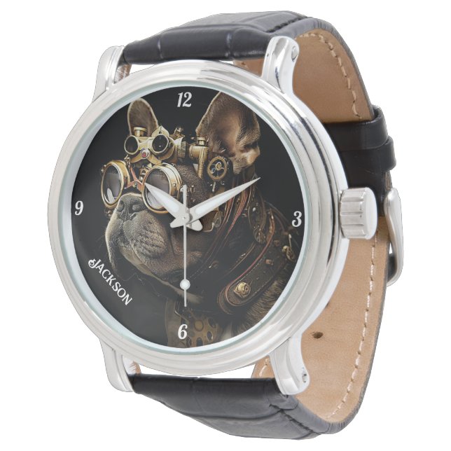 Industrial Steampunk French Bulldog Watch (Angled)