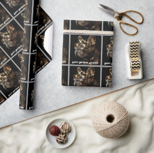 Industrial Steampunk French Bulldog Wrapping Paper