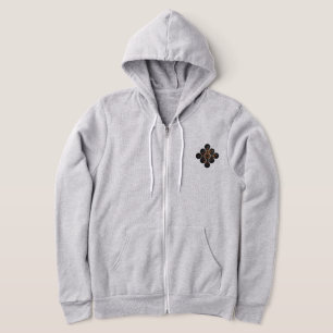 Industrial Steampunk Mosaic: Orange & Steel Geomet Hoodie