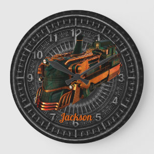 Industrial Steampunk Steam Train Large Clock