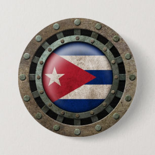 Industrial Steel Cuban Flag Disc Graphic 7.5 Cm Round Badge