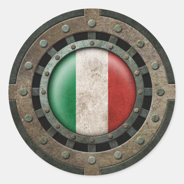 Industrial Steel Italian Flag Disc Graphic Classic Round Sticker (Front)