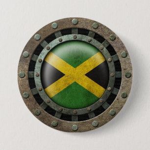 Industrial Steel Jamaican Flag Disc Graphic 7.5 Cm Round Badge