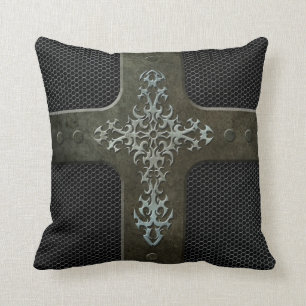 Industrial Steel Mesh Gothic Cross Cushion