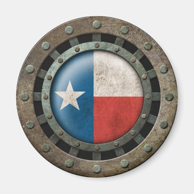 Industrial Steel Texas Flag Disc Graphic Magnet (Front)