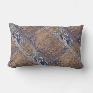 Industrial style brown blue grey and faux copper  lumbar cushion