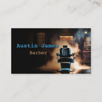 Industrial Style Smoke Theme Barber Business Card