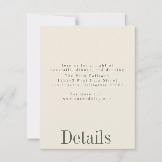 Industrial Summer Wedding Details Card (Front)