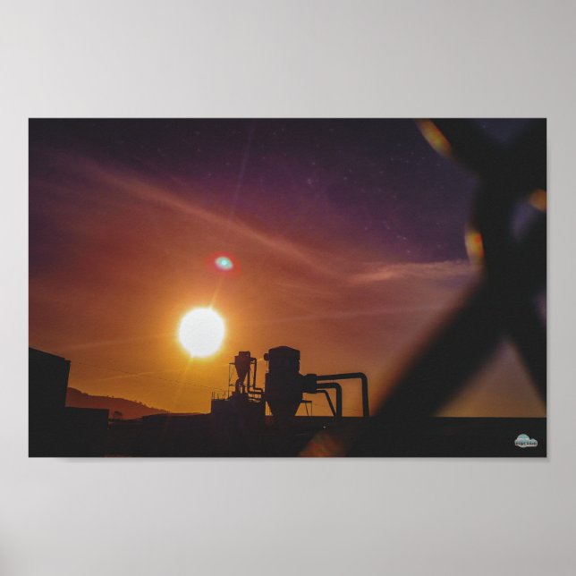 Industrial Sunrise in Welshpool, Wales Poster (Front)