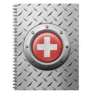 Industrial Swiss Flag with Steel Graphic Notebook