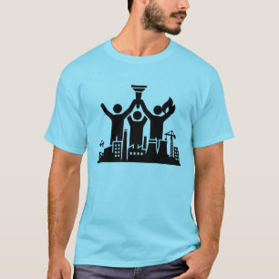 Industrial torch team raising flame silhouette art T-Shirt