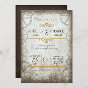 Industrial Vintage Steampunk Wedding Invitation