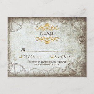 Industrial Vintage Steampunk Wedding Invitation Postcard