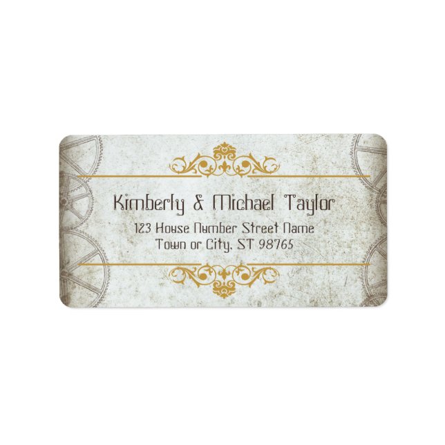 Industrial Vintage Steampunk Wedding Label (Front)