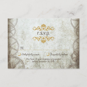 Industrial Vintage Steampunk Wedding RSVP Card