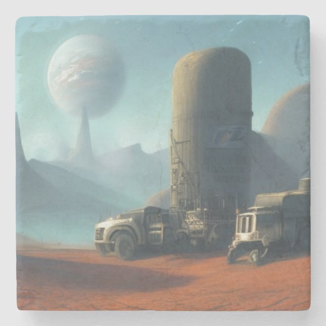 Industry on Mars Artwork Stone Coaster (Front)