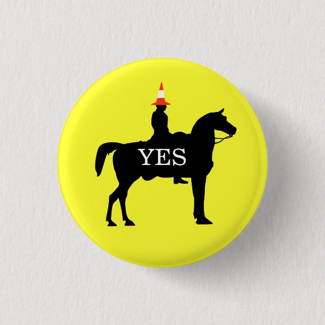 Indy Duke of Wellington Yes Horse Button Badge (Front)
