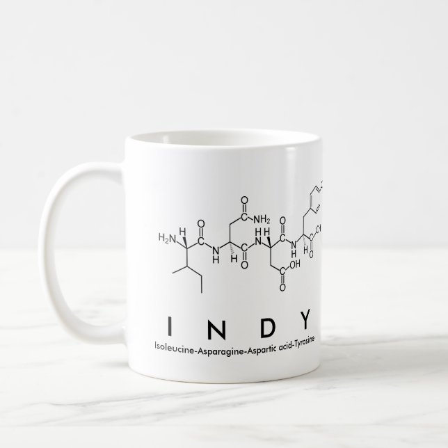 Indy peptide name mug (Left)