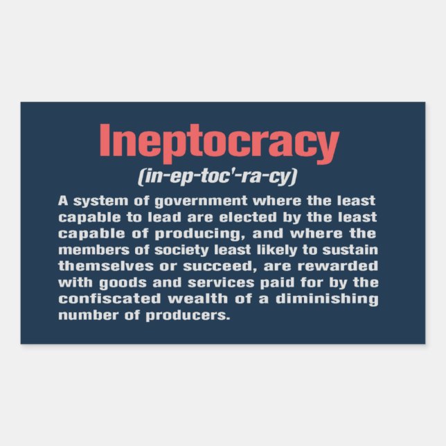 Ineptocracy Definition Sticker (Front)