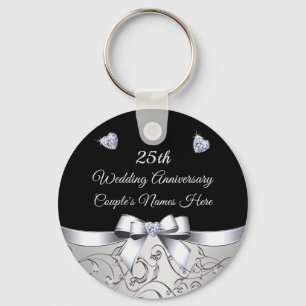 Inexpensive 25th Wedding Anniversary Party Favours Key Ring
