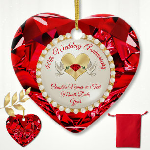 Inexpensive, 40th Wedding Anniversary Gift, Ruby Ceramic Tree Decoration