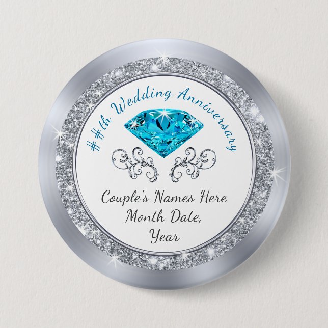 Inexpensive Anniversary Party Favours, Personalise 7.5 Cm Round Badge (Front)