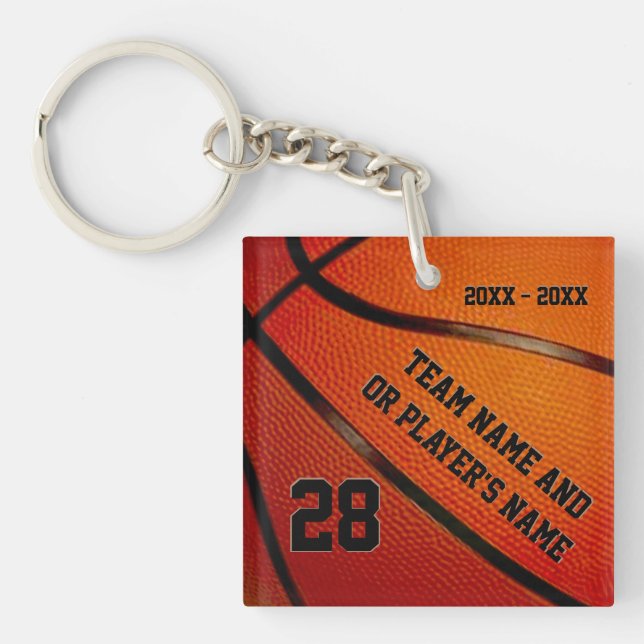 Inexpensive Basketball Keychains with 3 Text Boxes (Front)