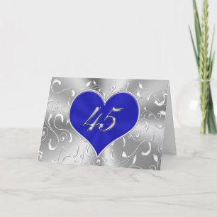 Inexpensive Blue 45th Wedding Anniversary Cards