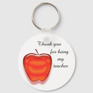 Inexpensive Bright Red Apple Thank You Teacher Key Ring