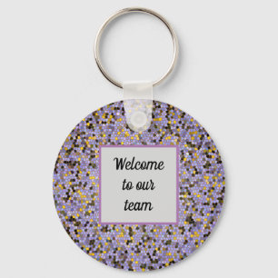 Inexpensive Business Team Welcome Mosaic Purple Key Ring