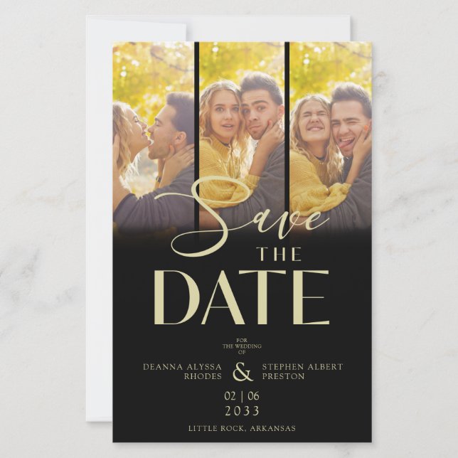 Inexpensive Chic Modern 3 Wedding Collage Photos (Front)