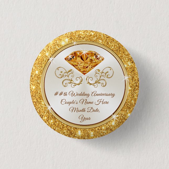 Inexpensive Citrine 13th Anniversary Favours Pins (Front)