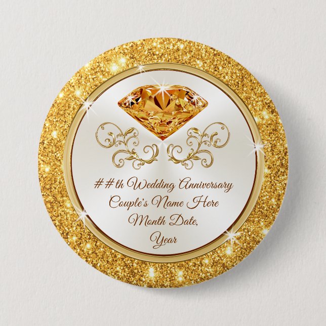 Inexpensive Citrine Anniversary Pins, Personalised 7.5 Cm Round Badge (Front)
