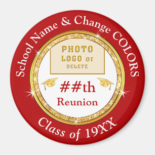 Inexpensive Class Reunion Gifts, Red, White, Gold  Magnet