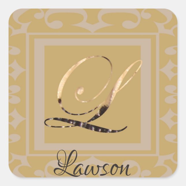 Inexpensive Elegant Sophisticated Gold Letter L Square Sticker (Front)