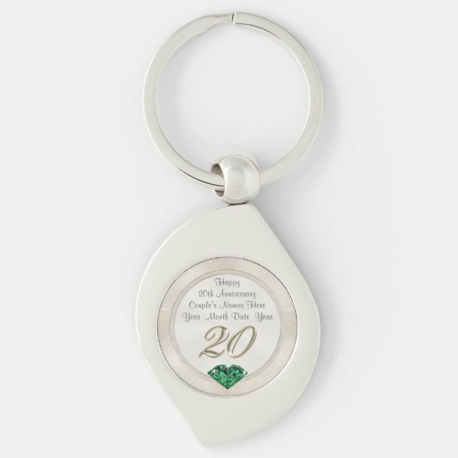 Inexpensive Personalised 20th Anniversary Gifts Key Ring (Front)