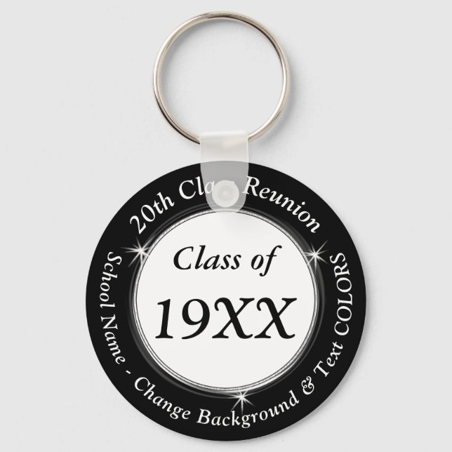 Inexpensive Personalised 20th High School Reunion Key Ring (Front)