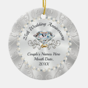 Inexpensive Personalised 25th Anniversary Ornament