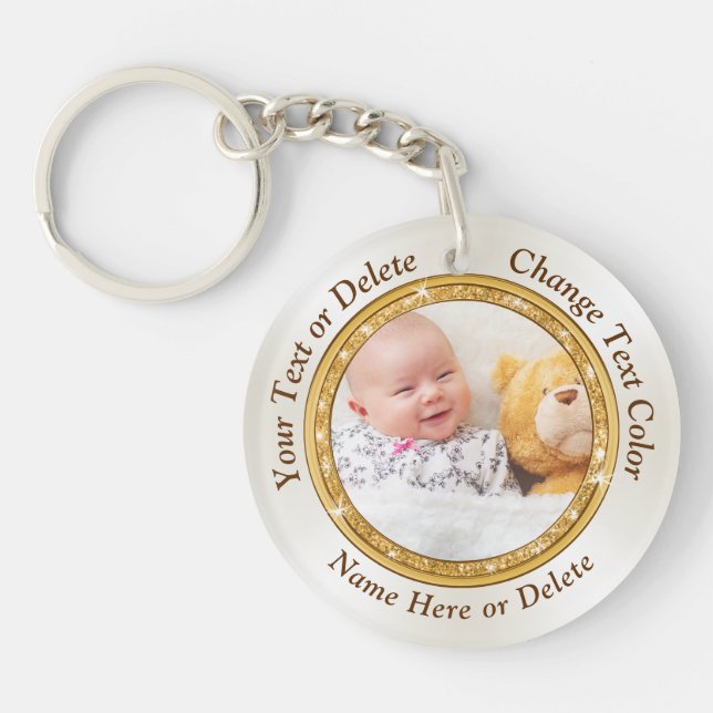 Inexpensive Personalised Keyrings Photo and Text (Front)
