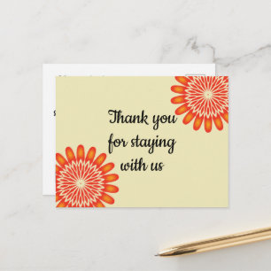 Inexpensive Thank You For Staying Vacation Rental Postcard