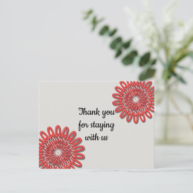 Inexpensive Thank You for Staying Vacation Rental Postcard (Standing Front)