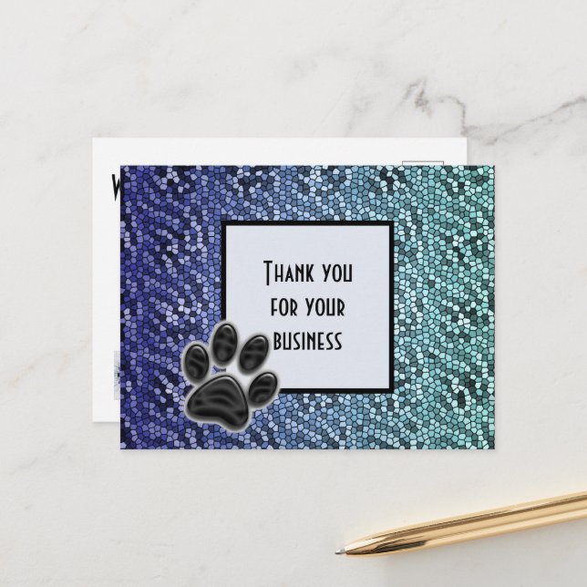 Inexpensive Thank You for your Business Animal Paw Postcard (Front/Back In Situ)