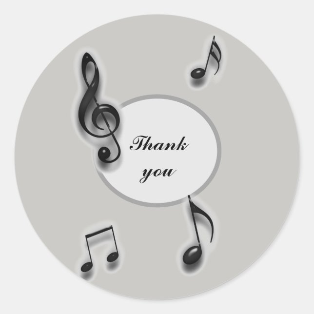 Inexpensive Thank You Music Teacher Appreciation Classic Round Sticker (Front)