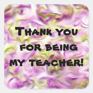 Inexpensive Thank You Pink Teacher Appreciation Square Sticker